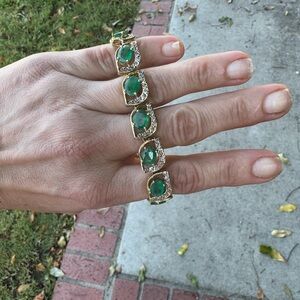 Gorgeous 14k natural emerald and diamond tennis bracelet